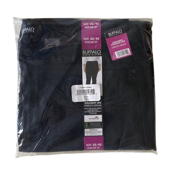 Buffalo David Bitton Womens Black Straight Leg Stretch Jeans Waist is 22 XXXL - Picture 7 of 7